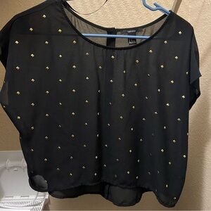 Forever 21 Black Crop Top with Gold Accents | Med